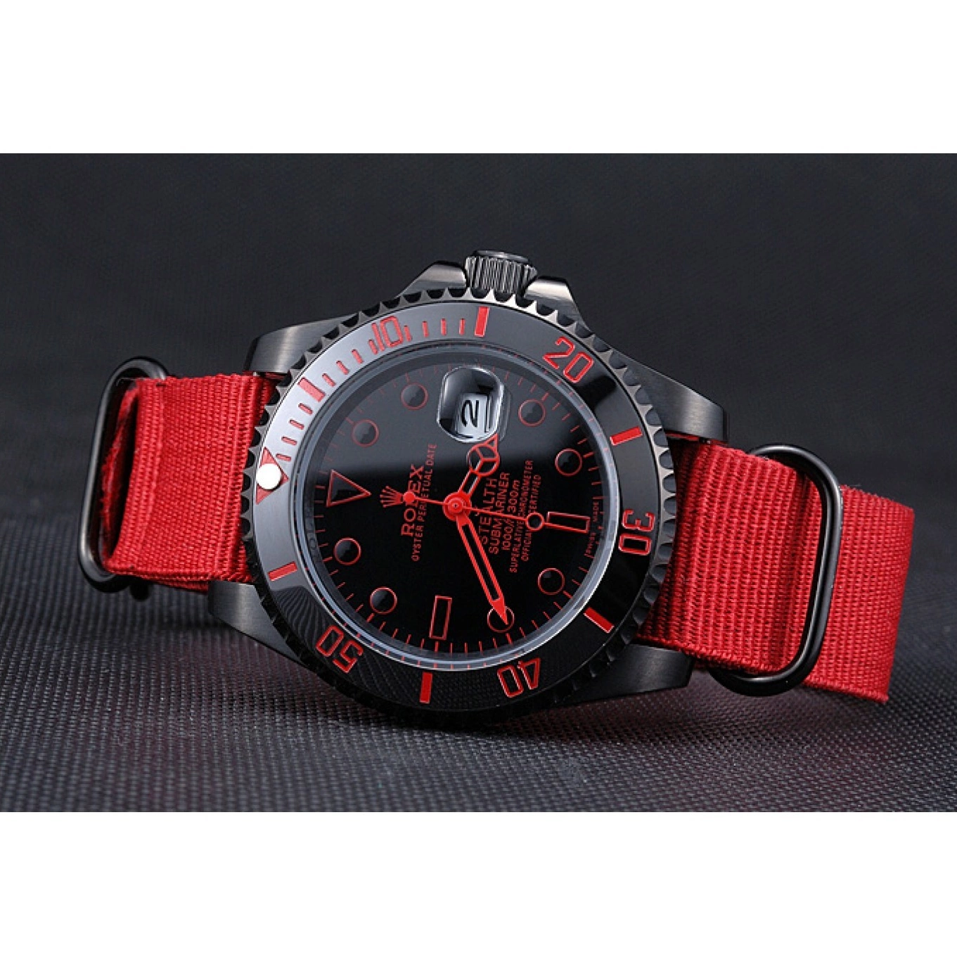 MiroTime 0710 Rolex Stealth Submariner Red Nylon Strap 622010